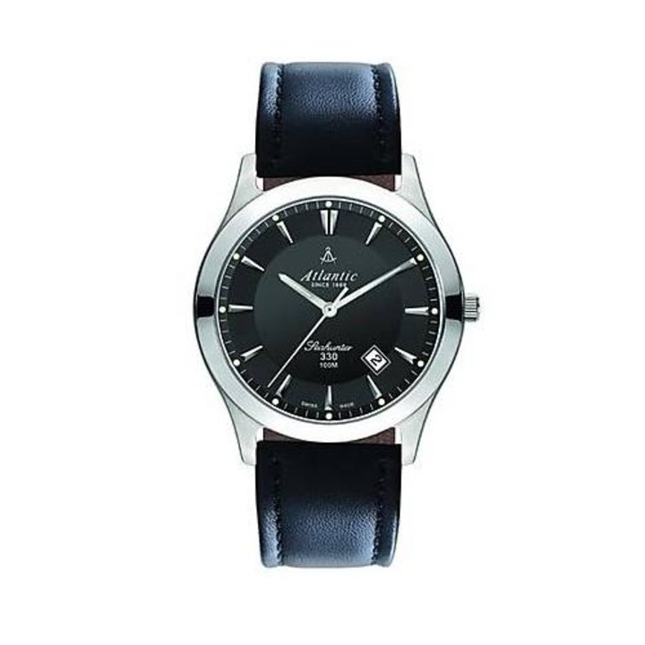 Мъжки часовник, Atantic, Неръждаема стомана/кожа, Син