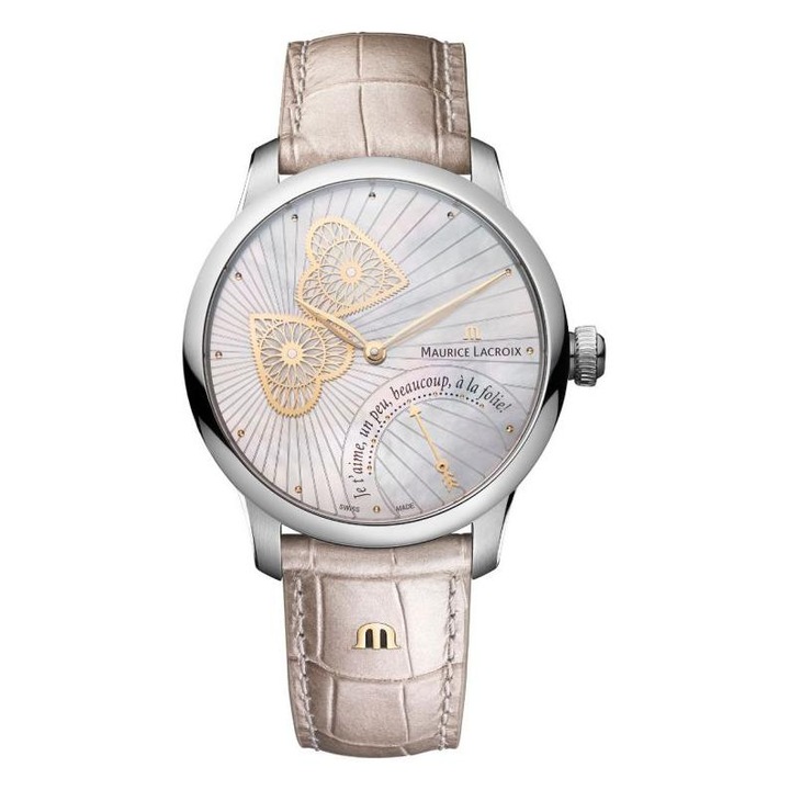 Ceas dama, Maurice Lacroix, Inox/Piele naturala, Alb/Bej