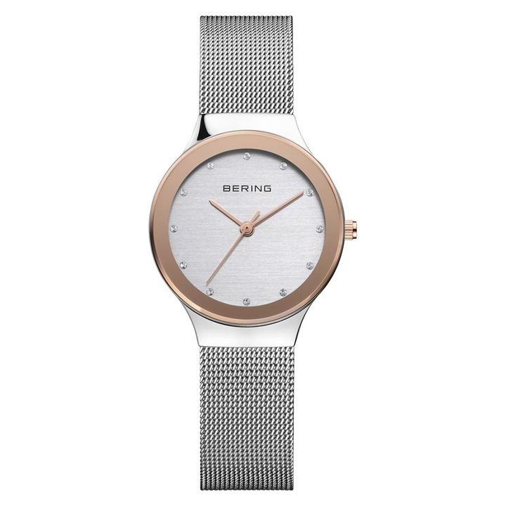 Дамски часовник Класик, Беринг, Кварц, Неръждаема стомана, Сребро