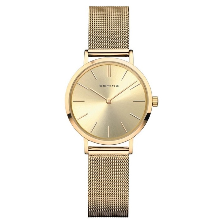 Ceas dama, Bering, Otel inoxidabil, Auriu