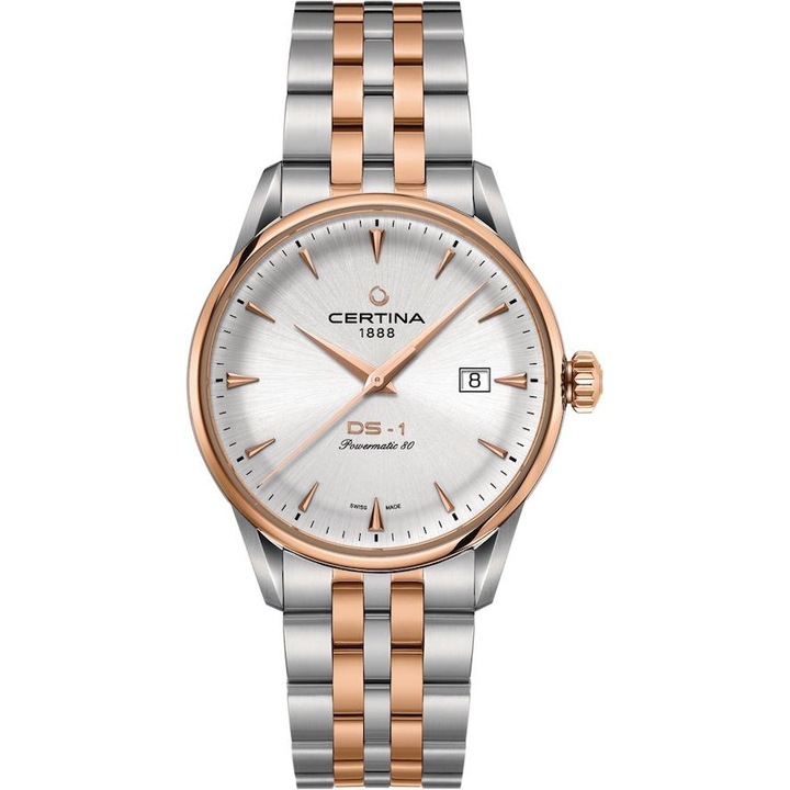 Дамски часовник DS1 Lady, Certina, Неръждаема стомана, 40 мм, Сребро/Розово злато