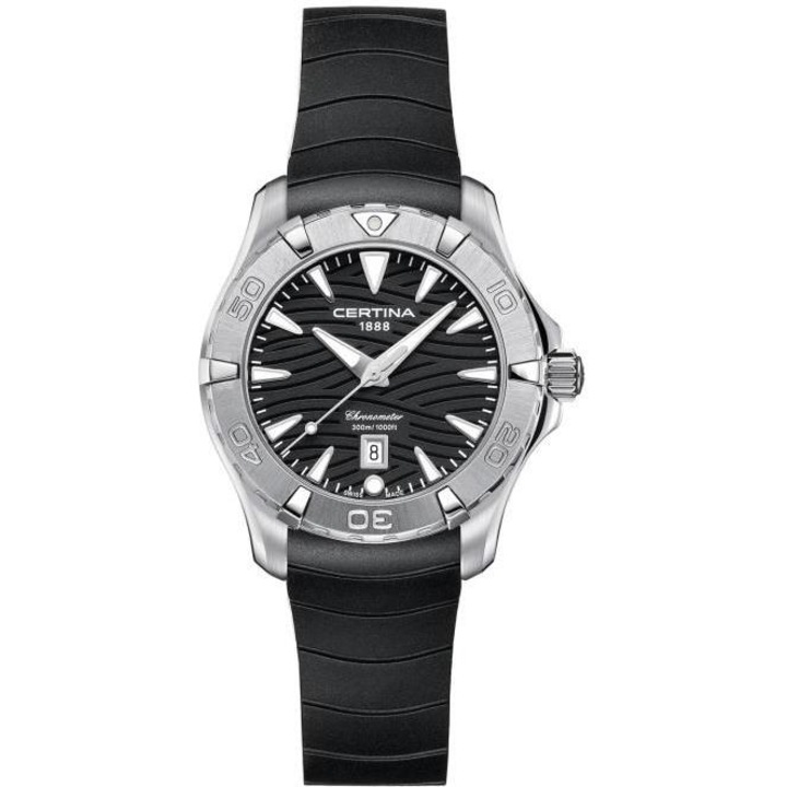 Ceas dama, Certina, Inox/Cauciuc, Negru
