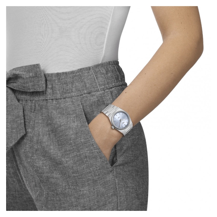 Дамски часовник Tissot, PRX, Неръждаема стомана, Сребрист/Син