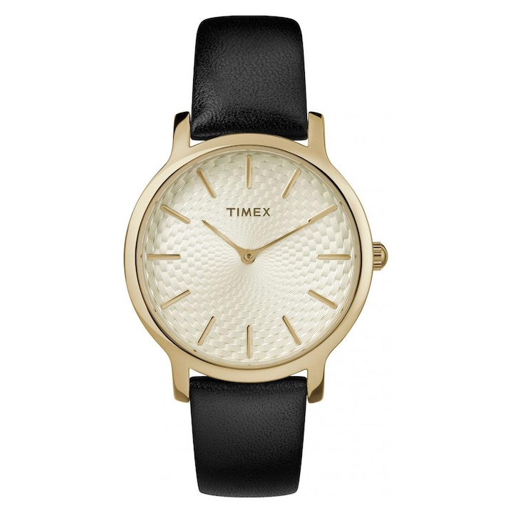 Дамски часовник, Timex, INOX, 34 мм, злато/черно