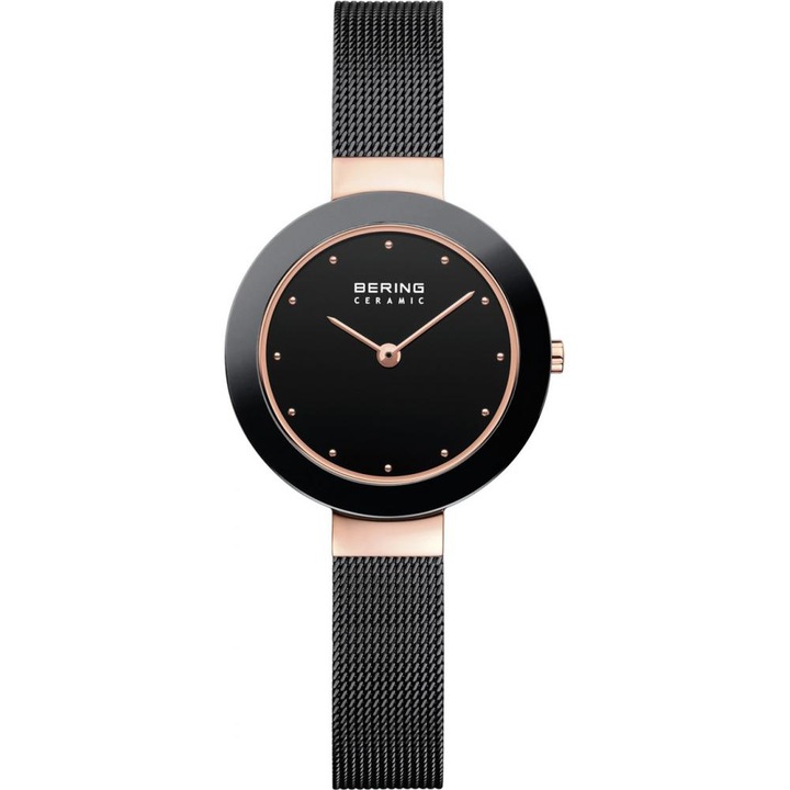 Дамски часовник Bering, Керамика, Black/Rose gold, 29 мм