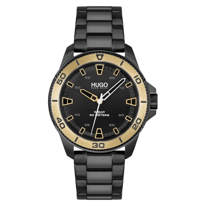 Мъжки часовник, Hugo Boss, неръждаема стомана, черен/златен