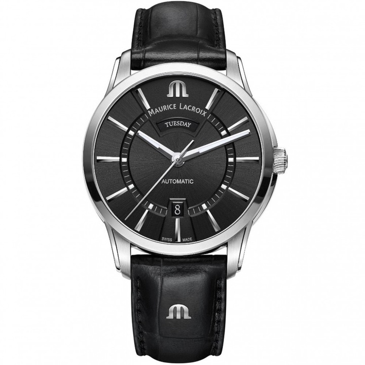 Мъжки часовник, Maurice Lacroix, Тип гривна, 41 мм, Сребрист/Черен