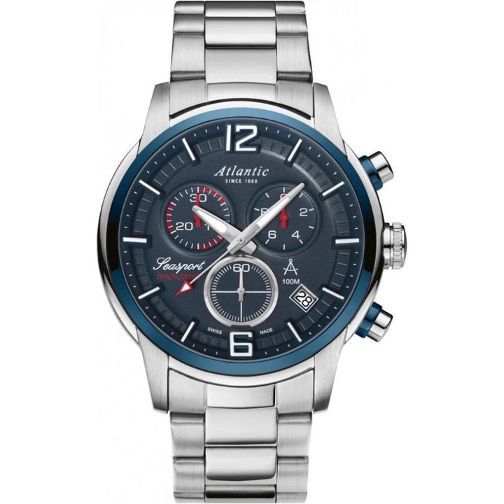 Мъжки часовник, Atlantic, Неръждаема стомана, Сребрист