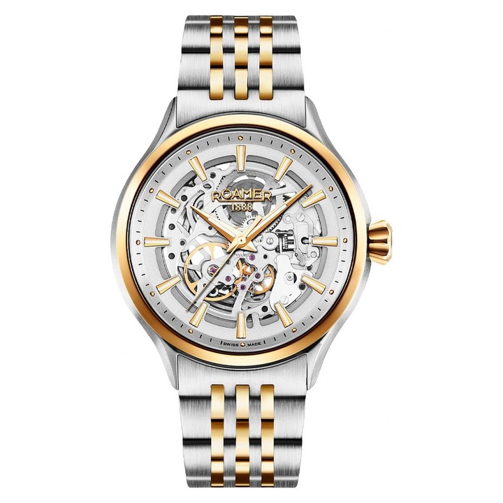 Ceas barbatesc, Roamer, Inox, Argintiu/Auriu