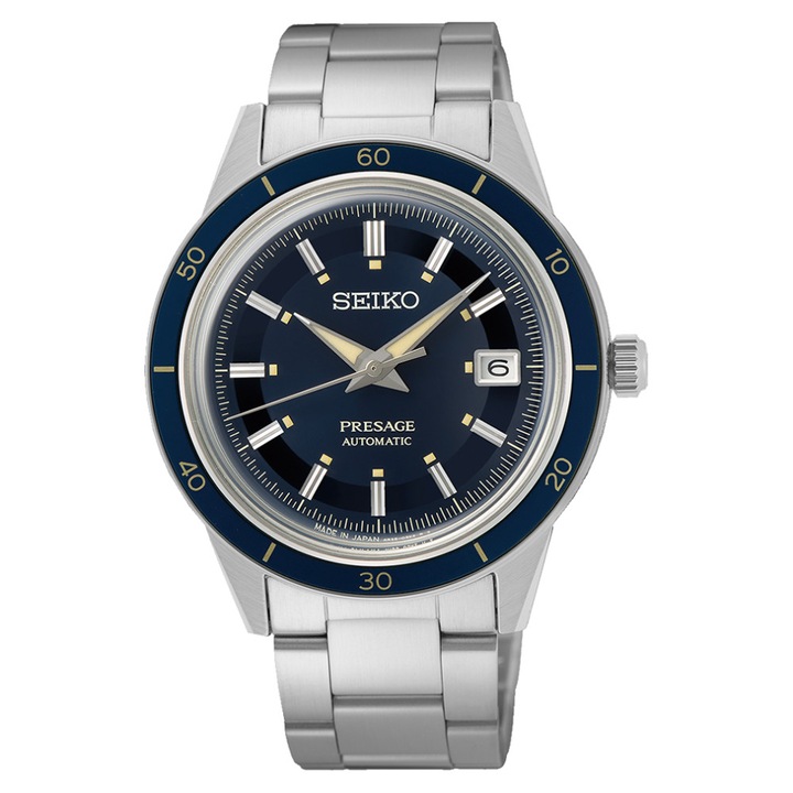 Férfi karóra Presage, Seiko, Rozsdamentes acél, 41 mm, Ezüst/Navy