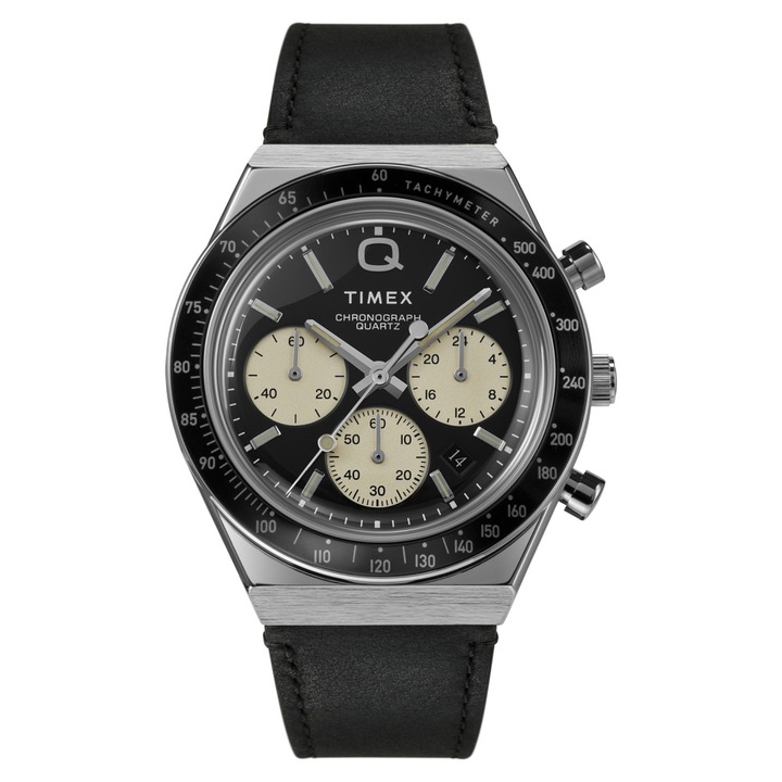 Мъжки часовник Timex, 40 мм, Стъкло/Кожа, Черен