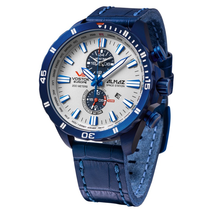 Мъжки часовник Vostok Europe, Кожа, Син