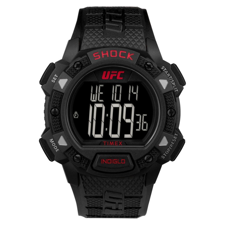 Мъжки часовник, Timex, пластмаса/гума, кръгъл, 45 мм, черен