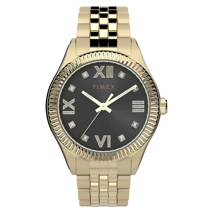 Дамски часовник, Tissot, Тип гривна, Стомана, 34 мм, Златен/Черен
