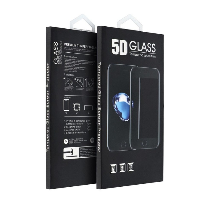 Скрийн протектор за Huawei P40 lite, Secure Glass, Full Glue, 5D, Impact Safe, U113, черен