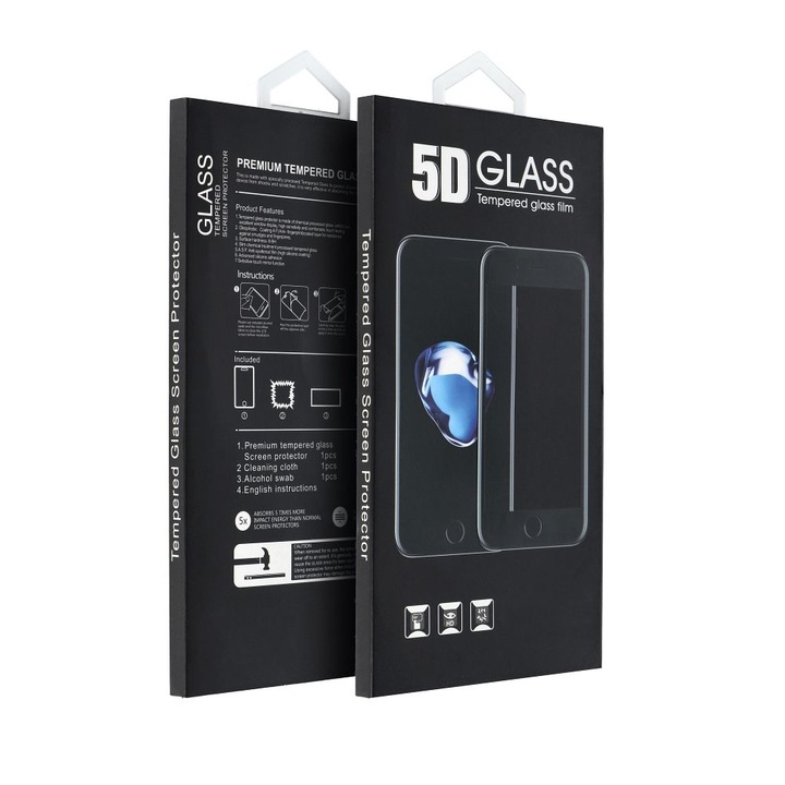 Xiaomi Redmi 12 4G / 5G / Poco M6 Pro 5G üvegfólia, tempered glass, előlapi, 5D, edzett, hajlított, fekete kerettel