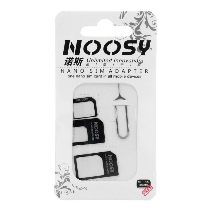 Set adaptor cartela SIM, Noosy, Negru