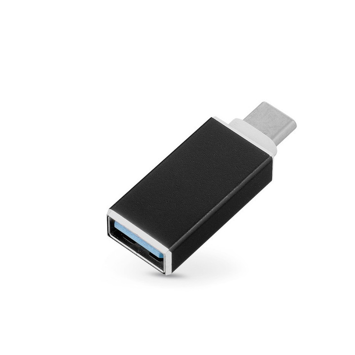 Adapter, átalakító, OTG, USB -> Type-C 3.0, fekete
