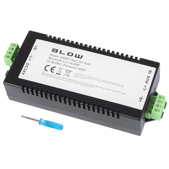 Amplificator audio, Bluetooth, 4x30 W, 177x71x34 mm, Negru