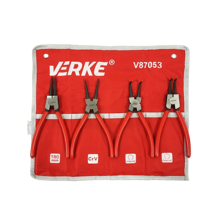 Set 4 clești profissionali VERKE, pentru siguranțe interioare și exterioare, 180mm, cu mâner antiderapant