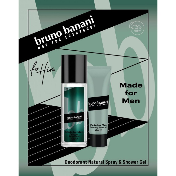 Set cadou Bruno Banani pentru barbati: Deodorant spray, 75ml + Gel de dus, 50ml