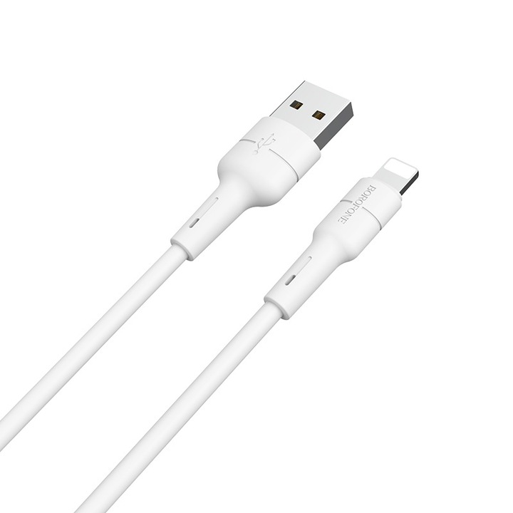 Cablu de date, Borofone, USB/Lightning, 1 m, Alb