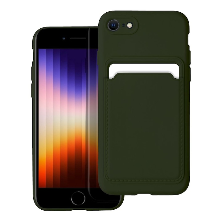 Apple iPhone 7 / 8 / SE (2020 / 2022) Card Case tok bankkártya tartóval, Zöld