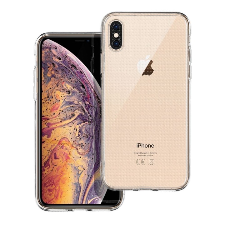 iPhone X / XS kompatibilis szilikon hátlaptok, vastag, átlátszó, kamera védelemmel, 2mm, Clear