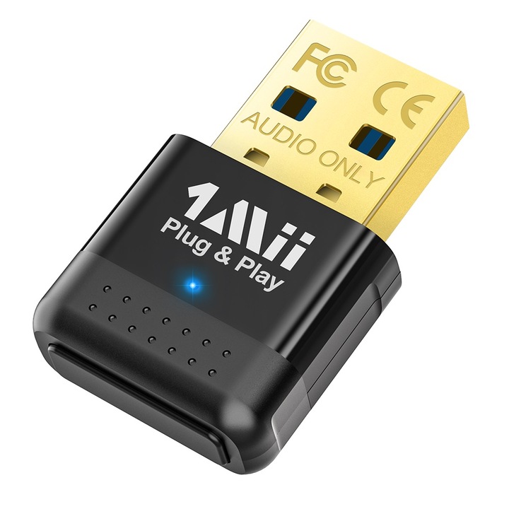 Adaptor Bluetooth, 1Mii, 5.0/USB, Negru/Auriu