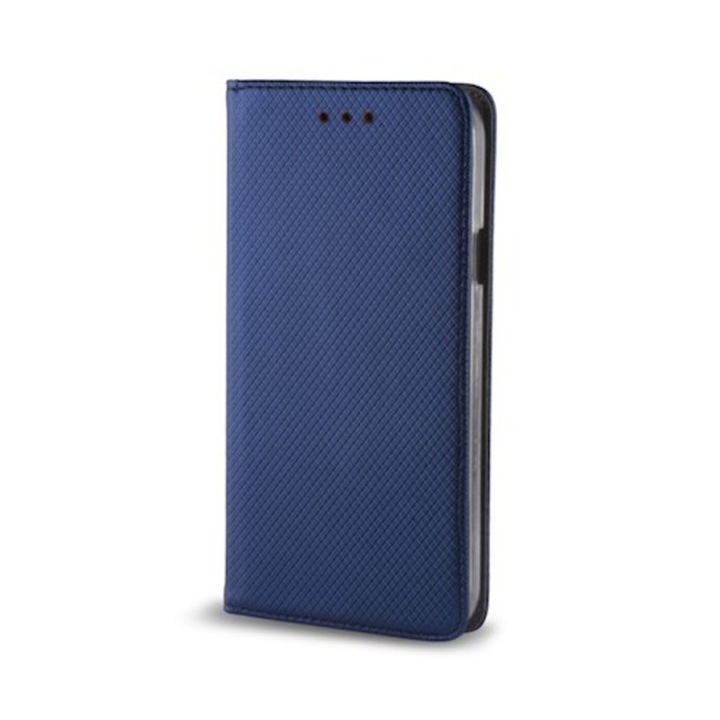 Smart magnet Samsung A145 / A146 Galaxy A14 4G / 5G oldalra nyíló mágneses könyv tok szilikon belsővel sötétkék