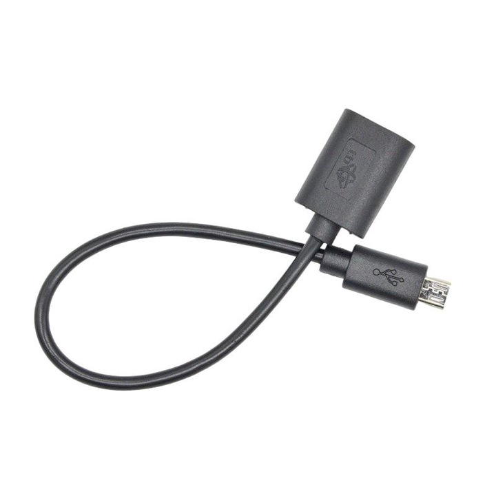 Adaptor OTG, USB Tip A mama - Micro-B Male, 15cm, Negru