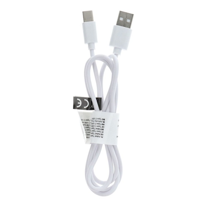 OEM USB-kábel - C 2.0 típusú, univerzális, PVC, 1 m, fehér