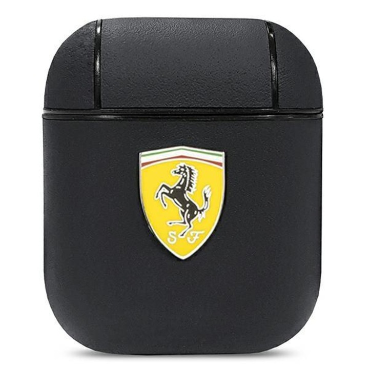 Husa Ferrari FESA2LEBK pentru airpods din piele On Track neagra/neagra