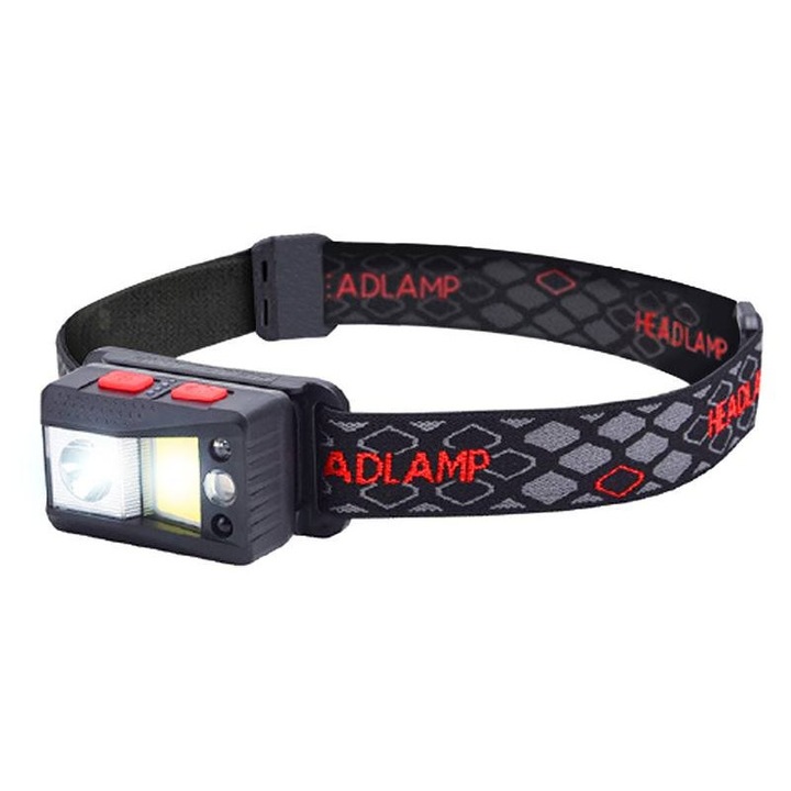 Фенер LTC LED XPG 300lm + COB 400lm + сензор за движение RGB, акумулаторна батерия 1200 mAh USB тип C