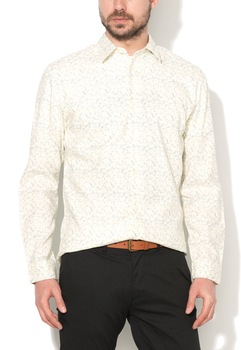 Selected Homme Camasa slim fit alb unt cu imprimeu albastru Lab S Selected Homme Camasa slim fit alb unt cu imprimeu albastru Lab S