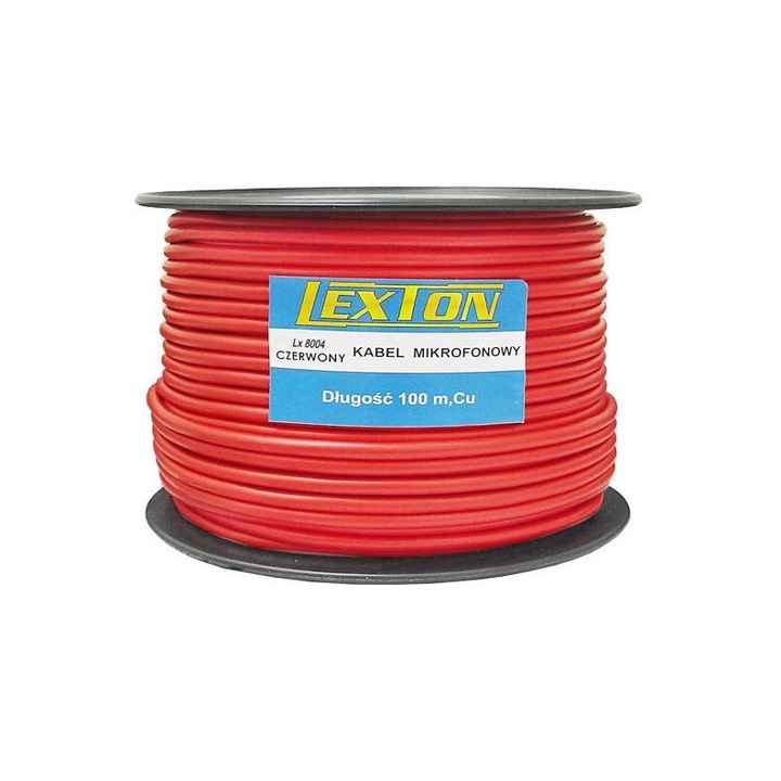 Mikrofon kábel, tekercs, piros, 100 m