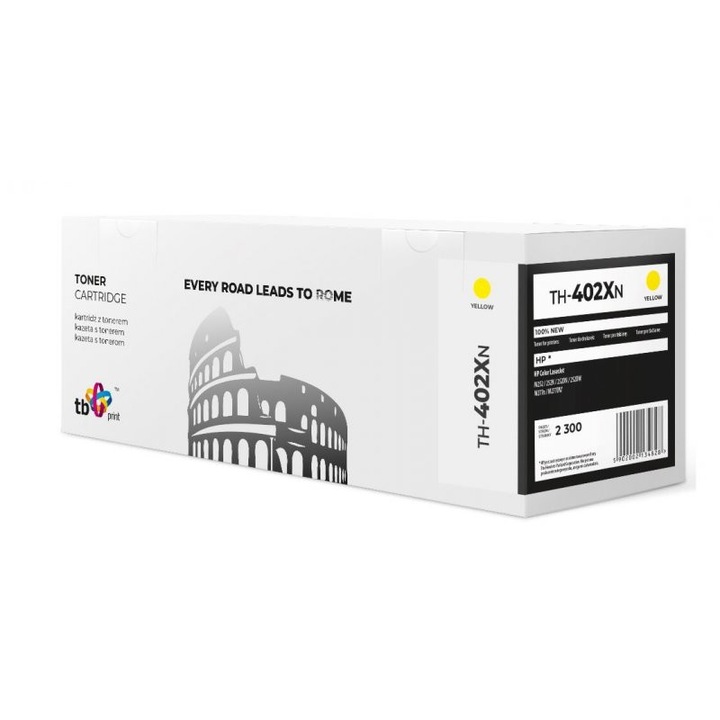 Tonerkazetta lézernyomtatóhoz, TB Print, TH-402XN, HP CLJ M252/252N/252DN/252DW kompatibilis, sárga