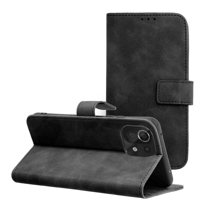Калъф за телефон, Екологична кожа, За Xiaomi Poco M4 Pro 5G, Черен