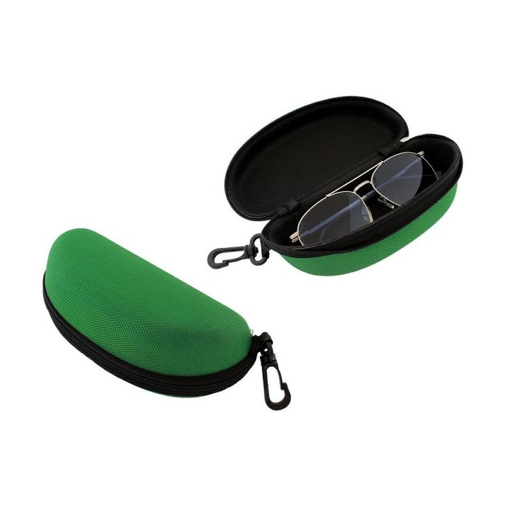 Etui rigid pentru ochelari, verde, 17x8,5cm