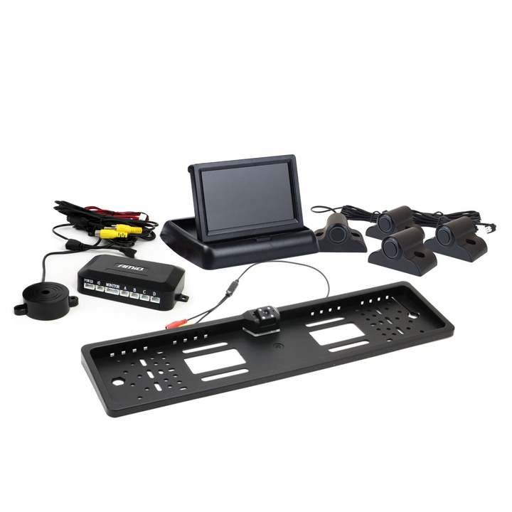 Set complet de senzori asistent parcare + camera cu display, TFT02, 4.3"