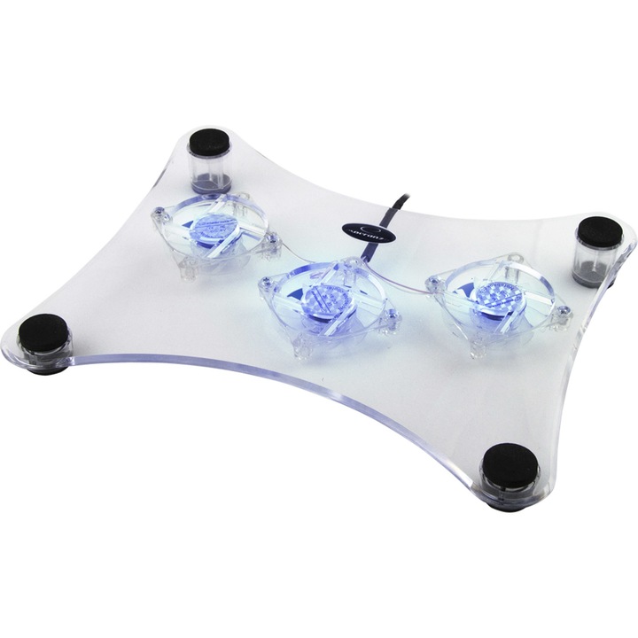 Cooler notebook Levanter, Esperanza, 3 ventilatoare, 25 dBA, 15.6 inch, Transparent