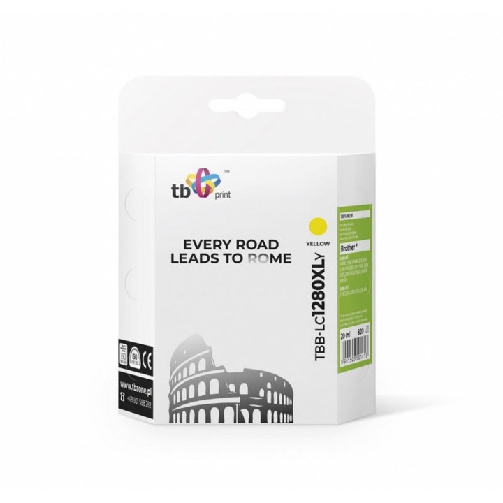 Касета с мастило за Brother, TB print, Жълта