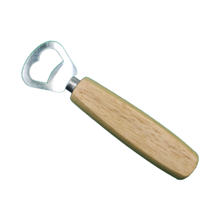 Desfacator de Sticle din Metal si Lemn, 15 cm, Crem, Dalimag