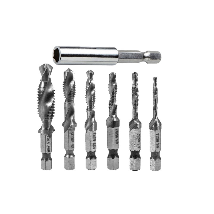 Set burghie pentru filetare, M3-M10, 6 piese, Verke