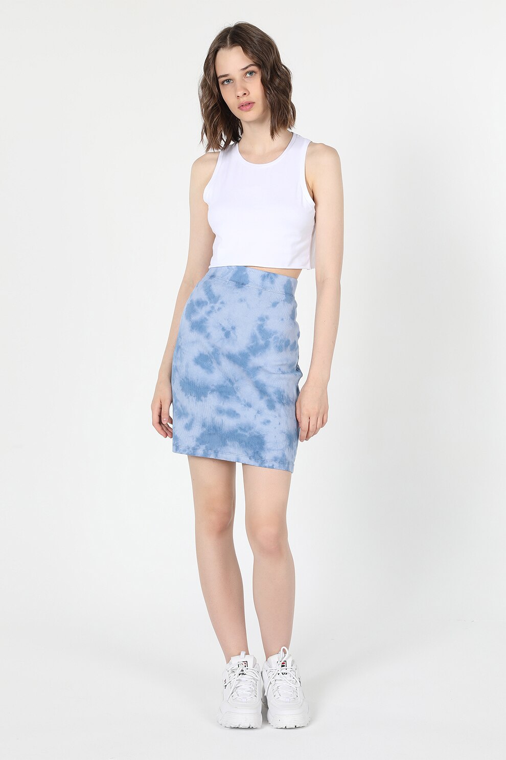 COLIN'S, Fusta mini cu tie-dye, Albastru, XS