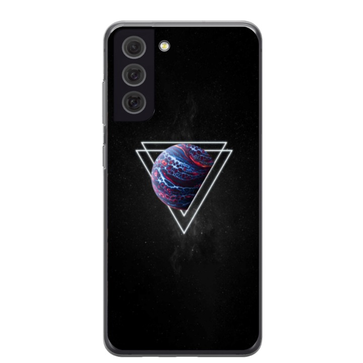 Husa personalizata HQPrint pentru Samsung Galaxy S21 FE, model Triangle Planet, multicolor, S1D1M0278