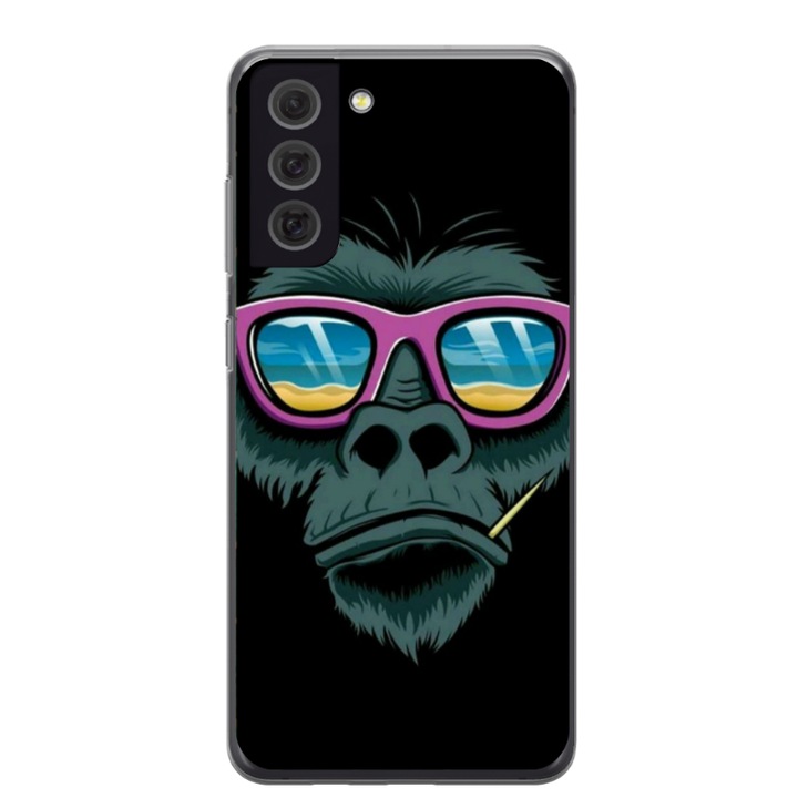 Husa personalizata HQPrint pentru Samsung Galaxy S21 FE, model Gorilla, multicolor, S1D1M0288