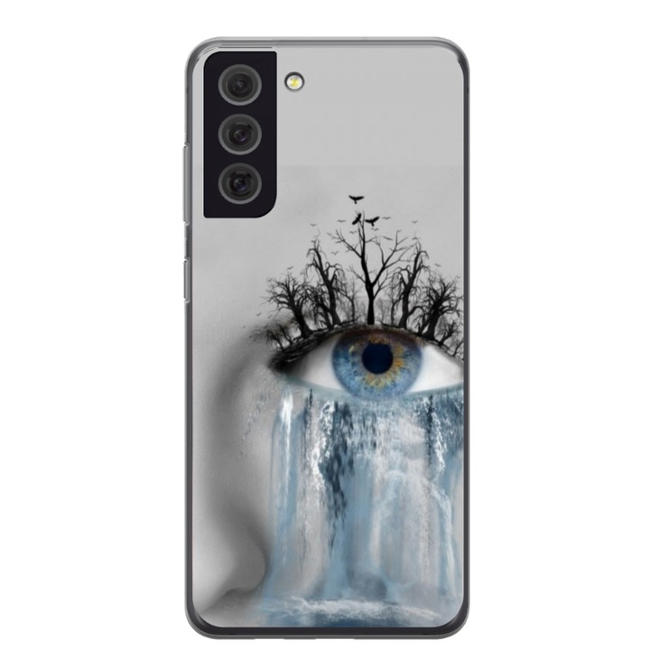 Husa personalizata HQPrint pentru Samsung Galaxy S21 FE, model Teary Eye, multicolor, S1D1M0307
