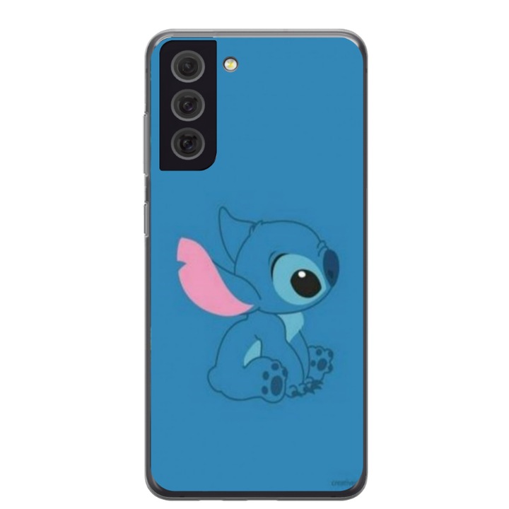 Husa personalizata HQPrint pentru Samsung Galaxy S21 FE, model Blue Stich, multicolor, S1D1M0192