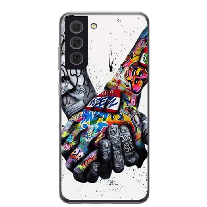 Husa personalizata HQPrint pentru Samsung Galaxy S21 FE, model Abstract Holding, multicolor, S1D1M0271